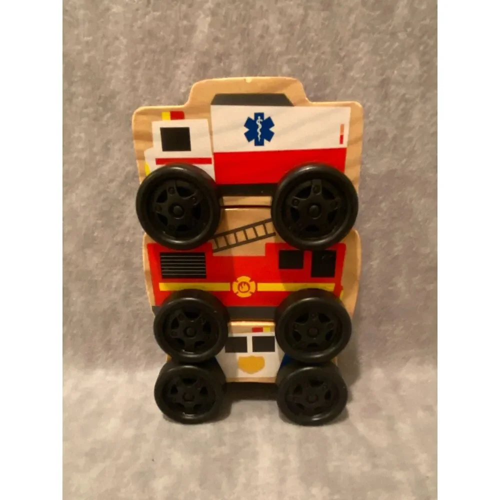 Playgo Wooden‎ Toys Stacking Emergency Vehicles Set of 3 EMS